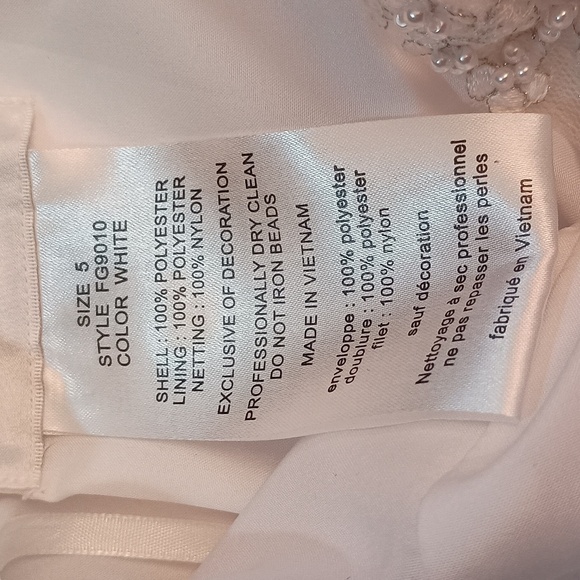 David Bridals White Beaded Embroidered Flower Girl Communion Dress Sz 5 - Picture 11 of 13